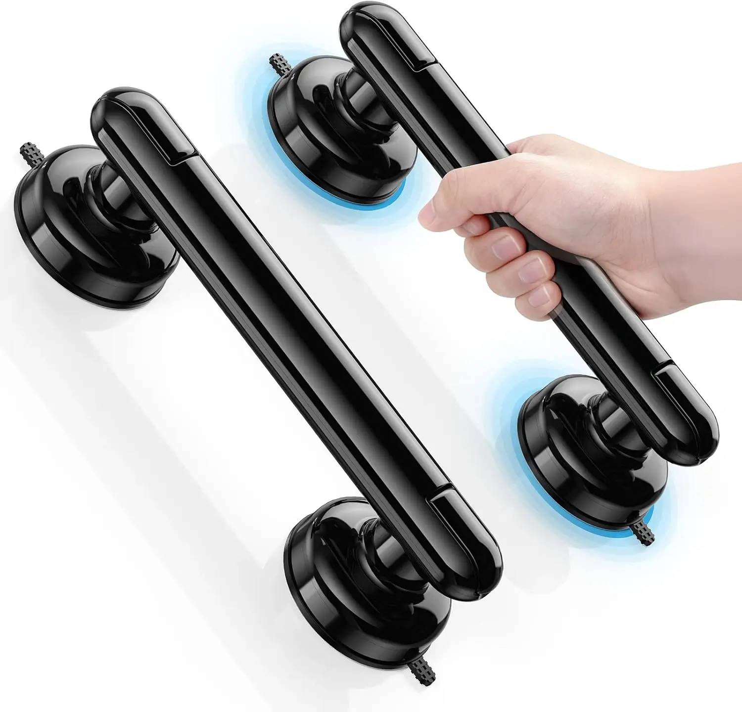 JOTPE Upgraded No-Drill Suction Shower Handles (2-Pack, Black)
